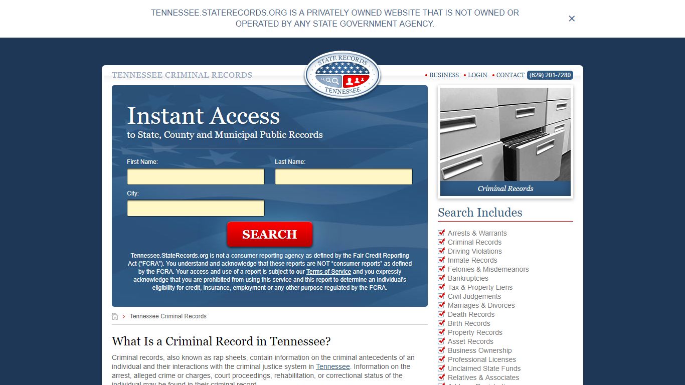 Tennessee Criminal Records | StateRecords.org